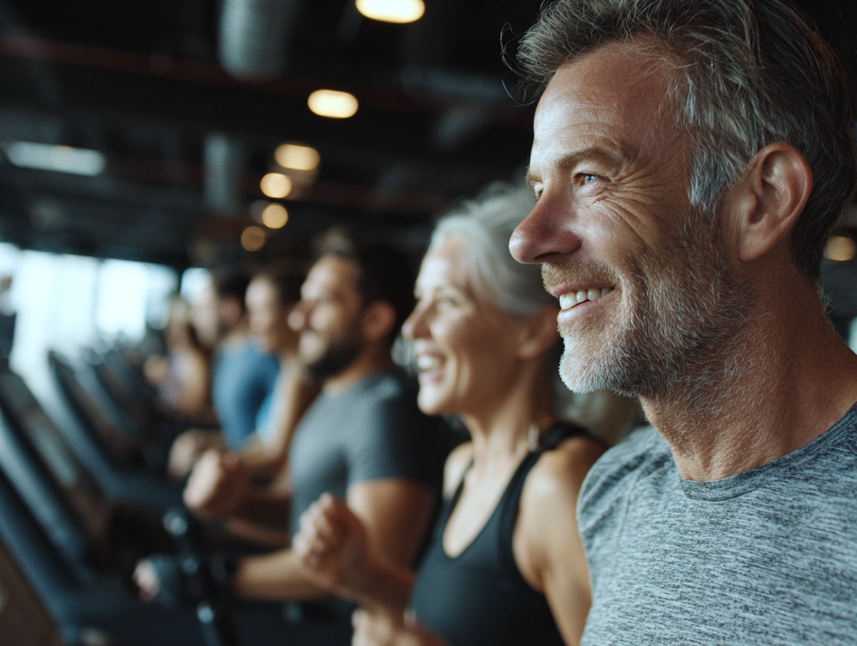 Človek cvičí s činkami v modernom fitnes centre
